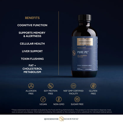 Quicksilver Scientific Micellized Pure PC - Phosphatidylcholine Liquid Supplement to Support Cellular & Liver Health - Superior Liposomal Absorption - Non-GMO Supportive Brain Supplement (4oz /120ml) - Maple Wellness Supplements