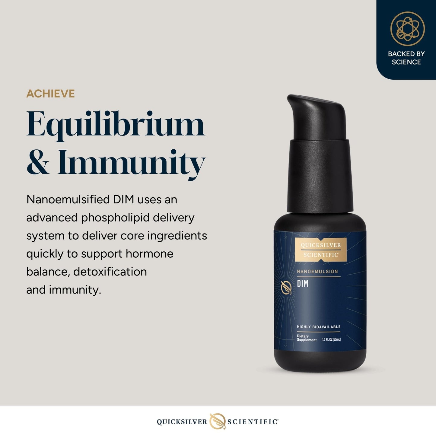 Quicksilver Scientific Nanoemulsified DIM - Liposomal DIM Supplement to Support Healthy Hormone Balance for Women & Men - Soy-Free Detox & Immune Support (1.7oz / 50ml) - Maple Wellness Supplements
