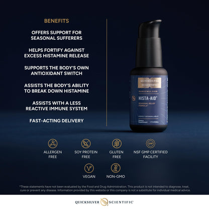 Quicksilver Scientific Nanoemulsified Hista-Aid - Flavonoids to Help Maintain Healthy Histamine Levels - Liposomal Vitamin C, DIM, Luteolin & Quercetin Liquid (50ml) - Maple Wellness Supplements