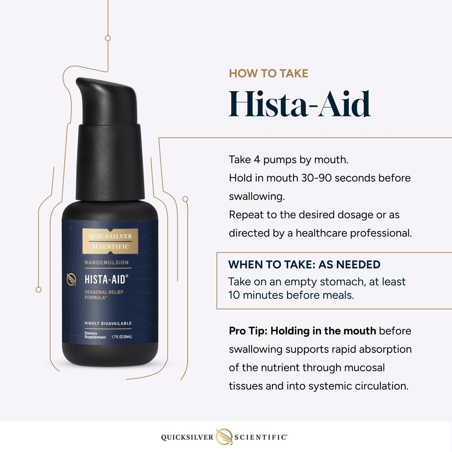 Quicksilver Scientific Nanoemulsified Hista-Aid - Flavonoids to Help Maintain Healthy Histamine Levels - Liposomal Vitamin C, DIM, Luteolin & Quercetin Liquid (50ml) - Maple Wellness Supplements
