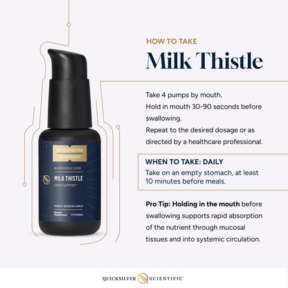 Quicksilver Scientific Nanoemulsified Milk Thistle - Silymarin Liquid with Liposome Delivery System - Immune, Detox + Liver Cleanse Support (1.7oz / 50ml) - Maple Wellness Supplements