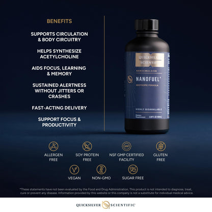 Quicksilver Scientific NanoFuel - Energy Support - Nootropic Formula Designed to Support Focus + Productivity (3.38oz / 100ml) - Maple Wellness Supplements