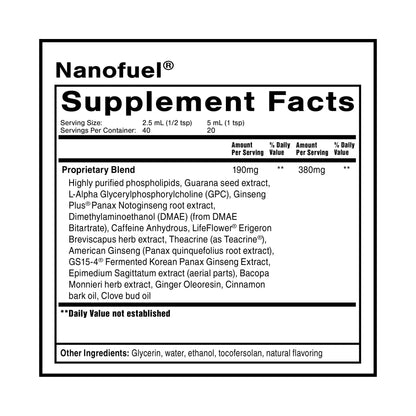 Quicksilver Scientific NanoFuel - Energy Support - Nootropic Formula Designed to Support Focus + Productivity (3.38oz / 100ml) - Maple Wellness Supplements