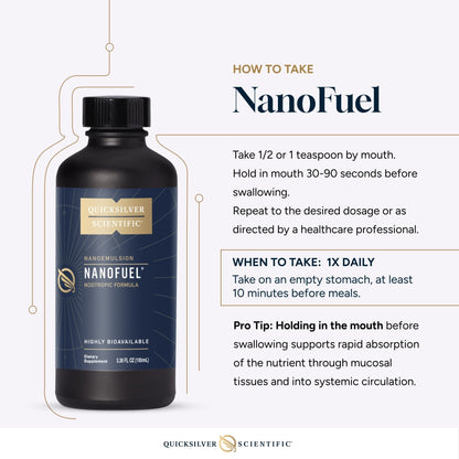 Quicksilver Scientific NanoFuel - Energy Support - Nootropic Formula Designed to Support Focus + Productivity (3.38oz / 100ml) - Maple Wellness Supplements