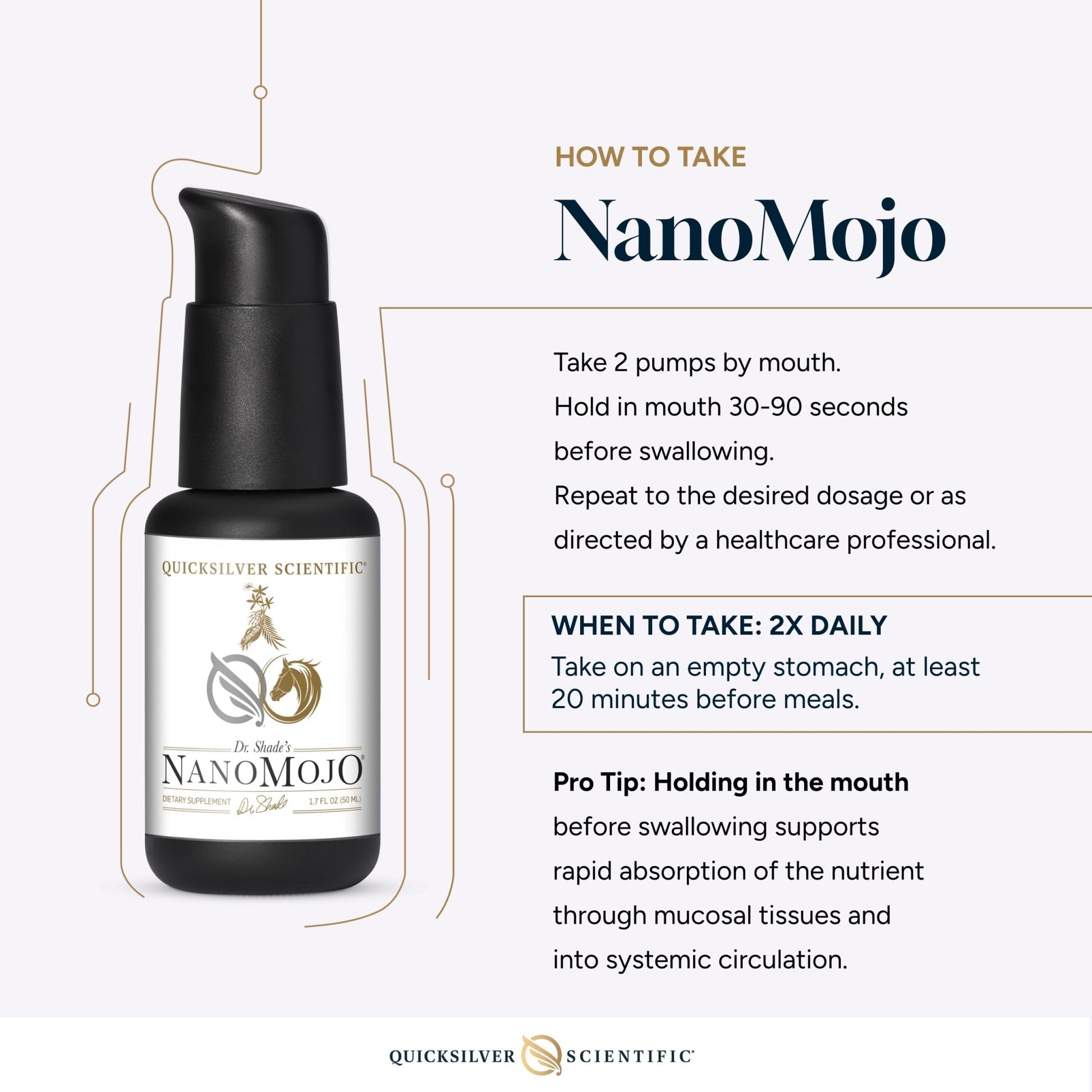 Quicksilver Scientific NanoMojo - Male-Specific Endurance Elixir & Energy Boost Support - 19 Herbs Including Epimedium for Men, Rhodiola Extract, Herbal Ginseng, and Adaptogenic Herbs (1.7oz / 50ml) - Maple Wellness Supplements