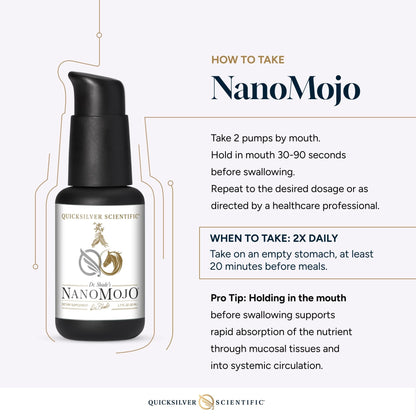 Quicksilver Scientific NanoMojo - Male-Specific Endurance Elixir & Energy Boost Support - 19 Herbs Including Epimedium for Men, Rhodiola Extract, Herbal Ginseng, and Adaptogenic Herbs (1.7oz / 50ml) - Maple Wellness Supplements