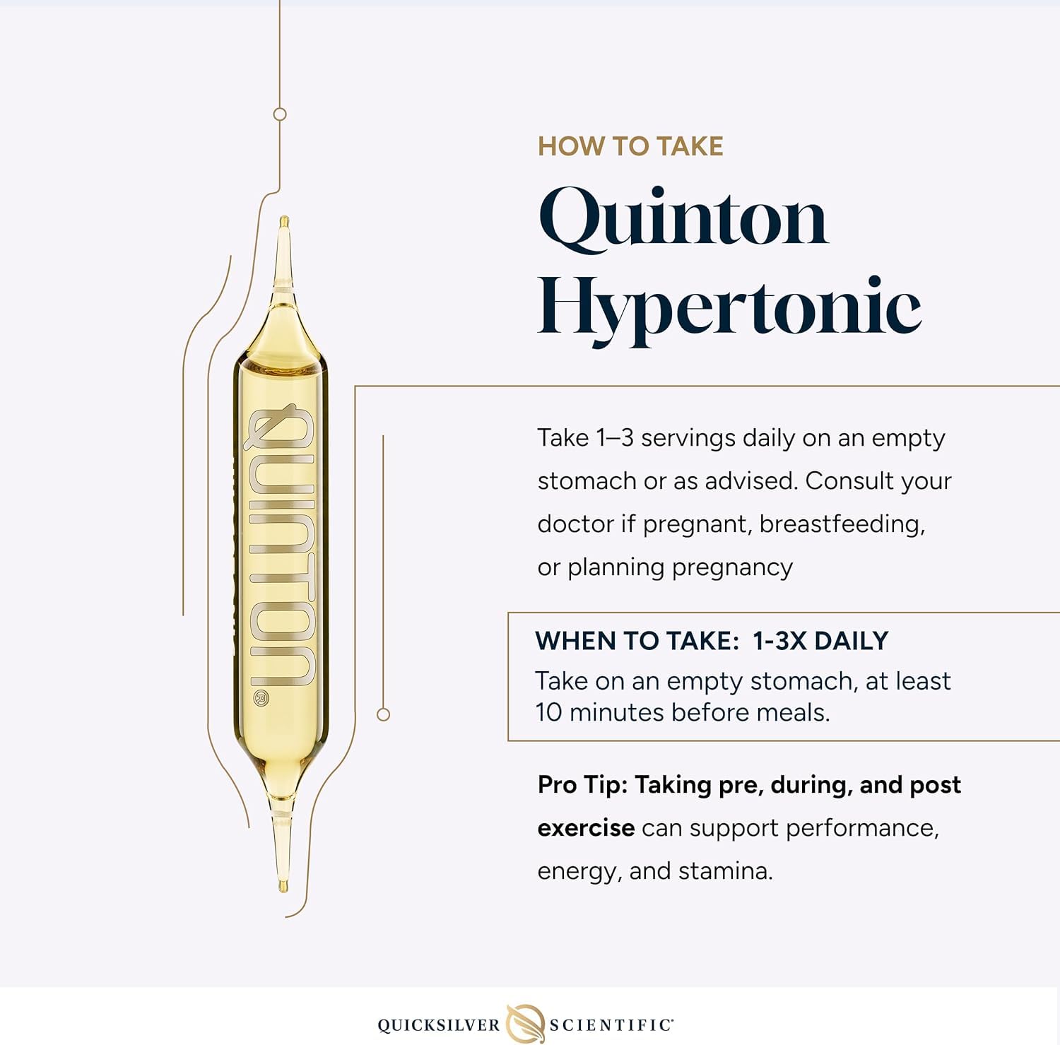 Quicksilver Scientific Original Quinton Hypertonic Solution - Sea Water Hydration - Liquid Minerals with Electrolytes for Muscle Recovery, Stamina+Mineral Replenishment (30 Single Serving Glass Vials) - Maple Wellness Supplements