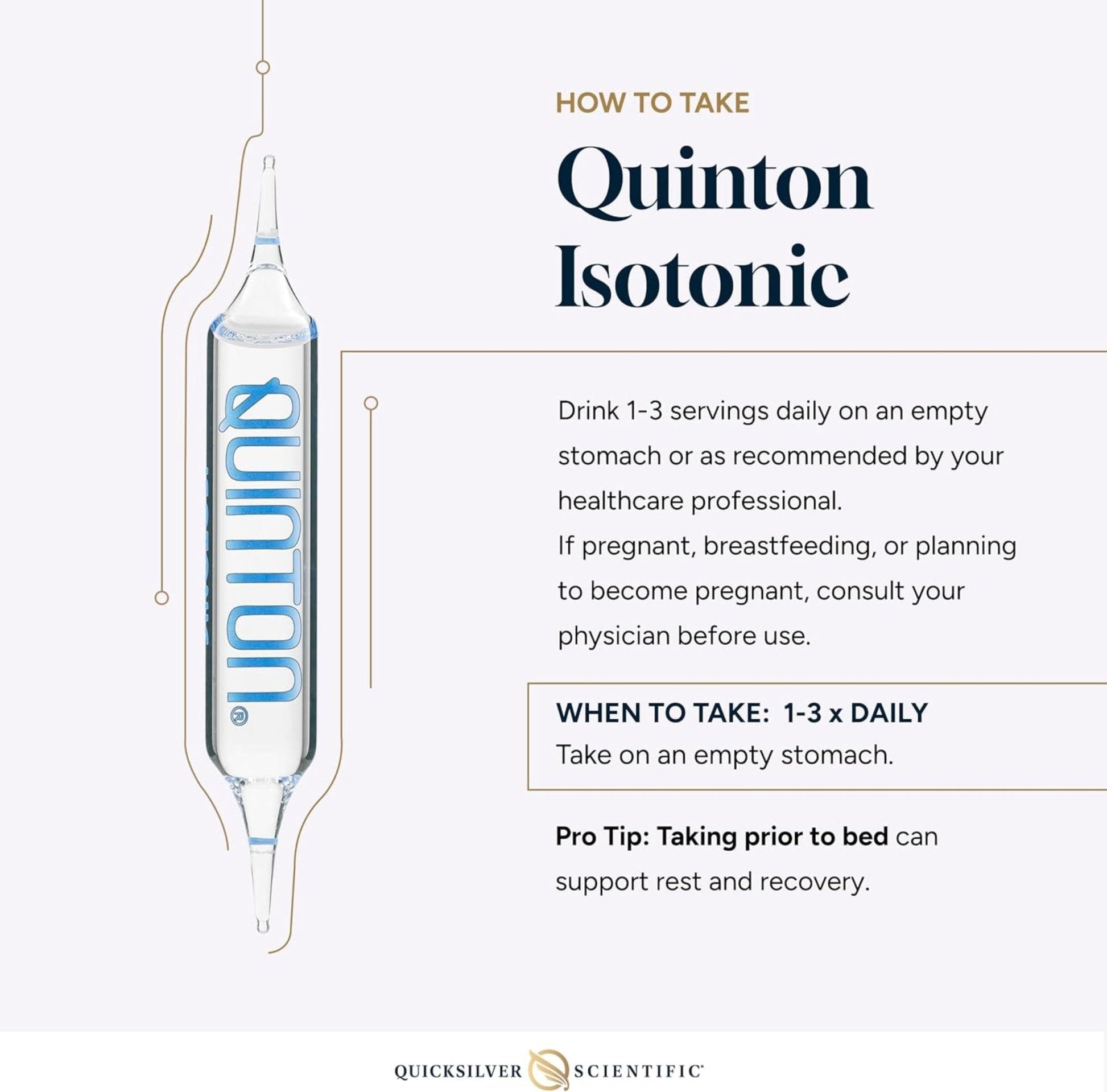 Quicksilver Scientific Original Quinton Isotonic Solution with Sea Water Minerals + Alpine Spring Water - Liquid Hydration, Electrolyte + Multi Minerals Supplement (30 Single Serving Vials) - Maple Wellness Supplements