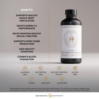 Quicksilver Scientific Performance Cardio+ - Herbal Supplement to Support Blood Circulation & Brain Health - Cardiovascular Supplement with Hawthorn Berry + He Shou Wu + Ginseng Extract (3.38 oz) - Maple Wellness Supplements
