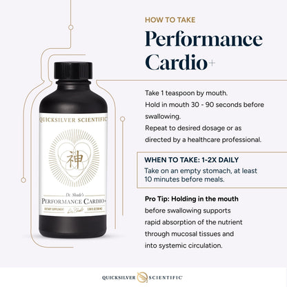 Quicksilver Scientific Performance Cardio+ - Herbal Supplement to Support Blood Circulation & Brain Health - Cardiovascular Supplement with Hawthorn Berry + He Shou Wu + Ginseng Extract (3.38 oz) - Maple Wellness Supplements