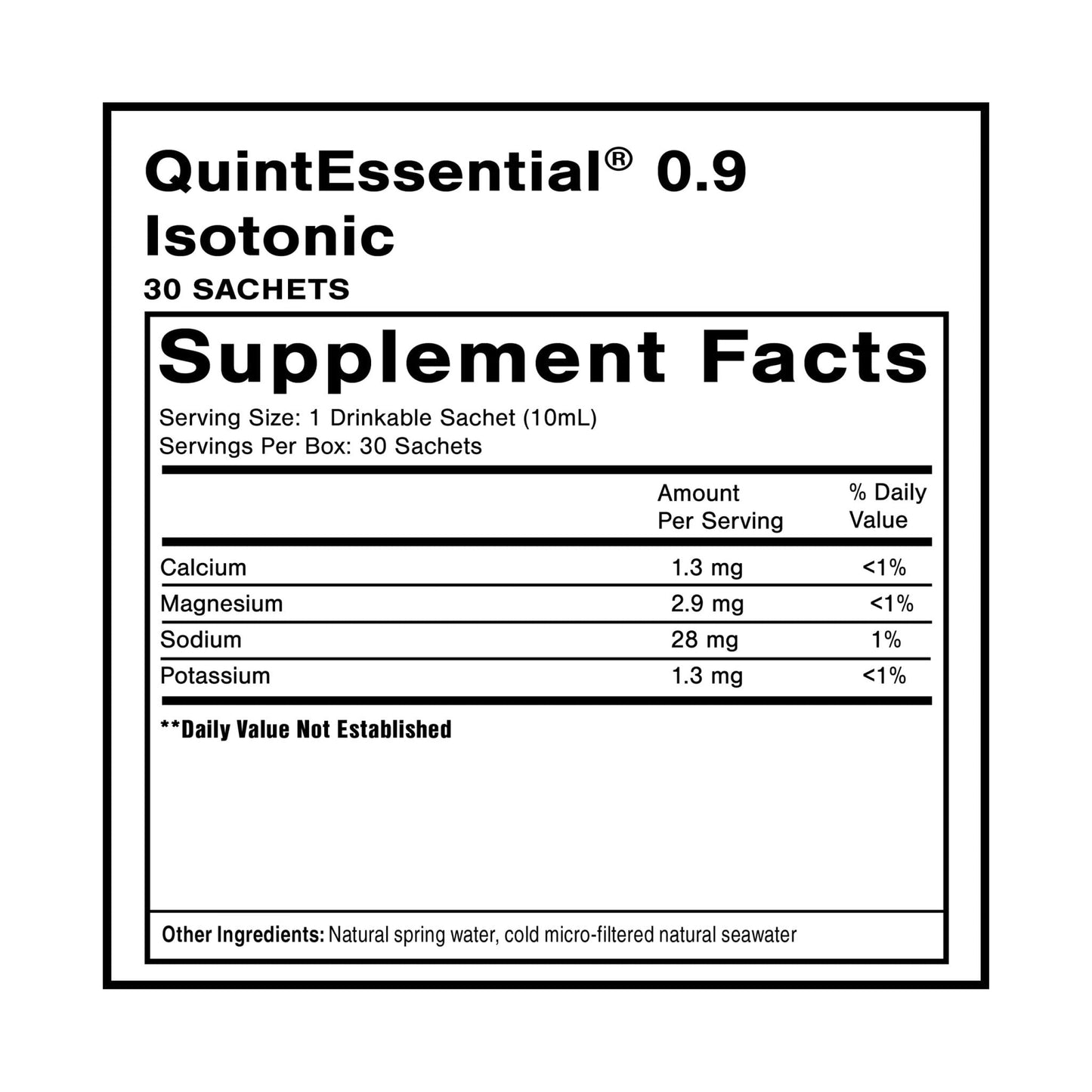 Quicksilver Scientific Quintessential 0.9 Sachets - Isotonic Solution with Sea Water Minerals + Alpine Spring - Liquid Hydration, Electrolyte + Multi Minerals Supplement (30 Count) - Maple Wellness Supplements