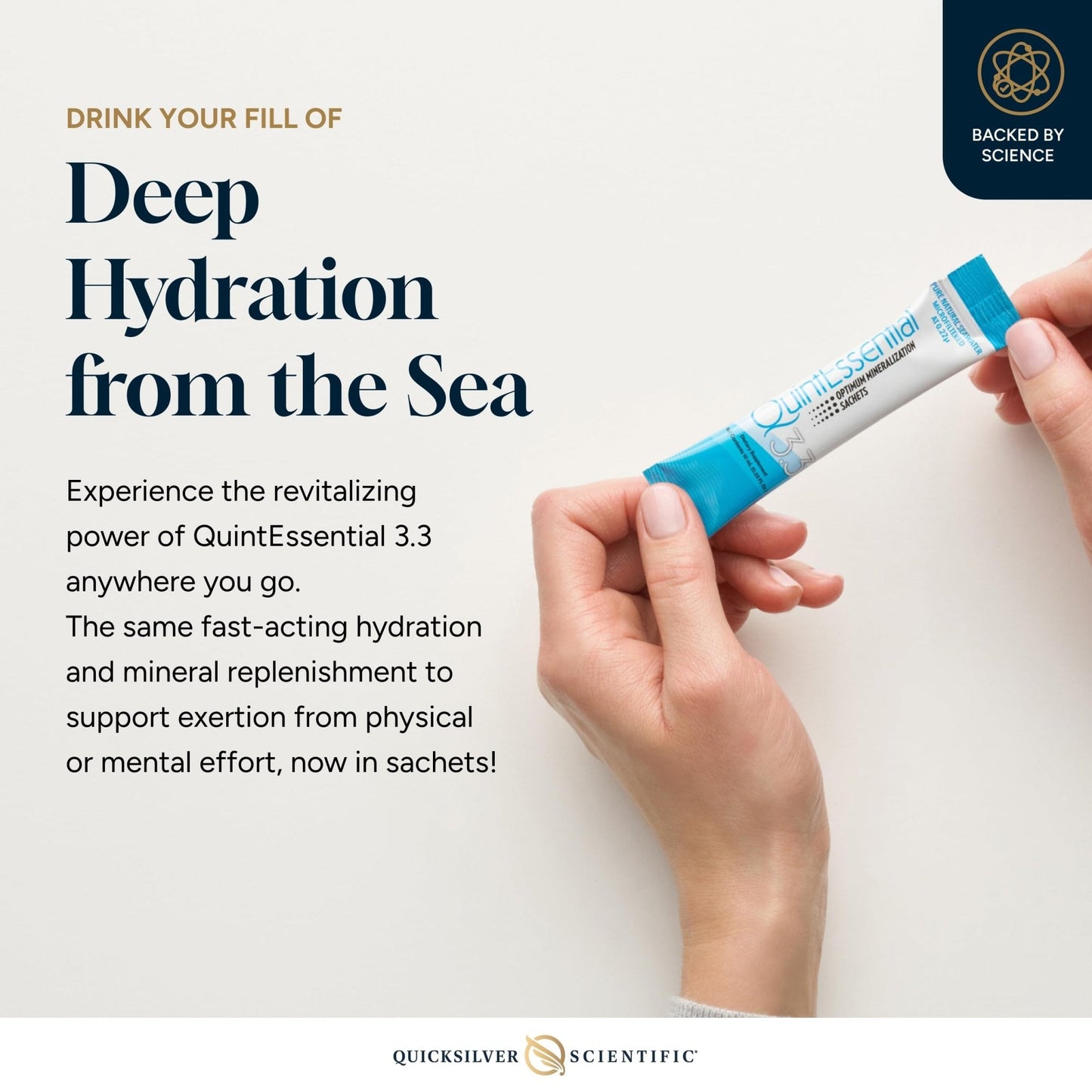 Quicksilver Scientific Quintessential 3.3 Sachets - Hypertonic Solution - Filtered Sea Water Hydration Packets - Liquid Minerals for Muscle Recovery, Stamina + Mineral Replenishment (30 Count) - Maple Wellness Supplements