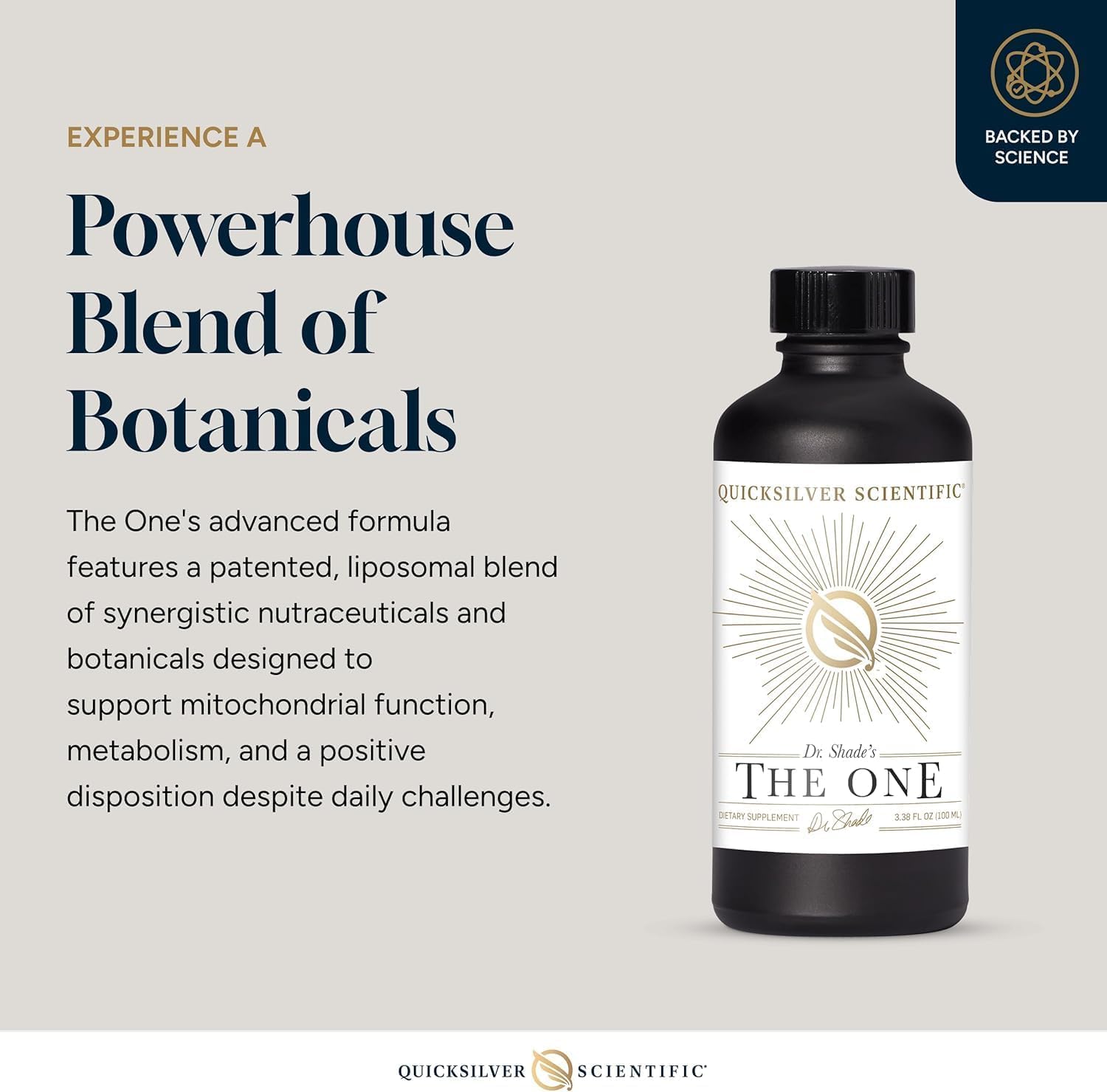 Quicksilver Scientific The ONE Mitochondrial Elixir - Mitochondria Supplement to Support Cellular Health with Phosphatidylcholine, Resveratrol, Reishi Mushroom & CoQ10 Liquid (3.38 Fl oz / 100ml) - Maple Wellness Supplements