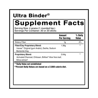 Quicksilver Scientific Ultra Binder Powder - Multi Binder with Bentonite Clay, Zeolite Detox & Charcoal - Supplement for Gut Support & The Body's Toxin Removal Process (120g) - Maple Wellness Supplements