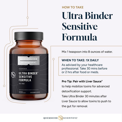 Quicksilver Scientific Ultra Binder Sensitive Formula - Gut Health Supplement with Activated Charcoal, Bentonite Clay - Cleansing Support Powder (120g) - Maple Wellness Supplements