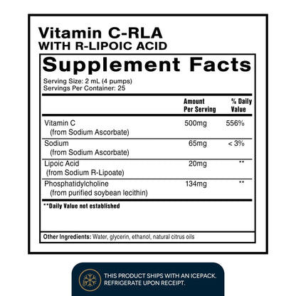 Quicksilver Scientific Vitamin C + R Lipoic Acid - Liposomal Vitamin C with RLA - Antioxidant, Detox & Immune Support Supplement - with Superior Absorption (50 ml) - Maple Wellness Supplements