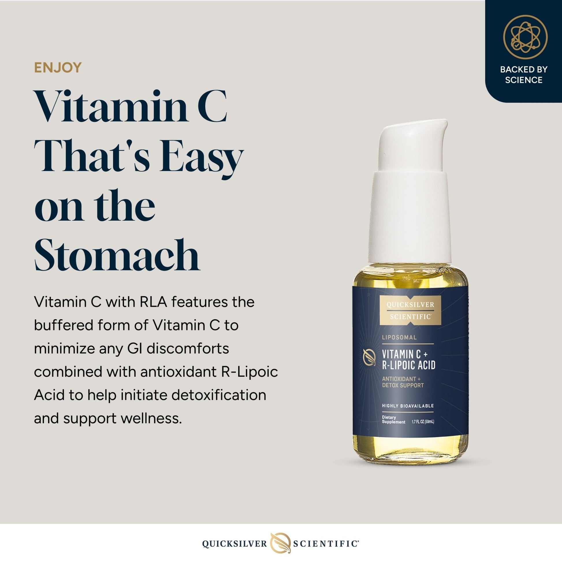 Quicksilver Scientific Vitamin C + R Lipoic Acid - Liposomal Vitamin C with RLA - Antioxidant, Detox & Immune Support Supplement - with Superior Absorption (50 ml) - Maple Wellness Supplements
