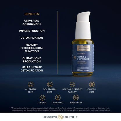 Quicksilver Scientific Vitamin C + R Lipoic Acid - Liposomal Vitamin C with RLA - Antioxidant, Detox & Immune Support Supplement - with Superior Absorption (50 ml) - Maple Wellness Supplements