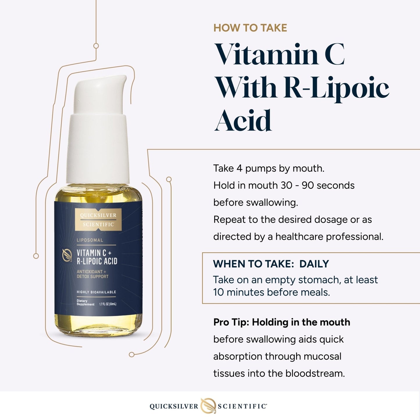 Quicksilver Scientific Vitamin C + R Lipoic Acid - Liposomal Vitamin C with RLA - Antioxidant, Detox & Immune Support Supplement - with Superior Absorption (50 ml) - Maple Wellness Supplements