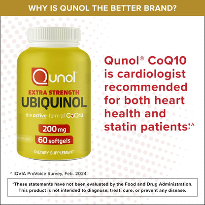 Qunol 200mg Ubiquinol, Powerful Antioxidant for Heart and Vascular Health, Essential for energy production, Natural Supplement Active Form of CoQ10, 60 Count - Maple Wellness Supplements