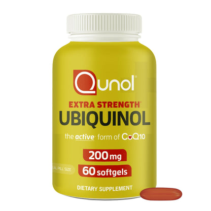 Qunol 200mg Ubiquinol, Powerful Antioxidant for Heart and Vascular Health, Essential for energy production, Natural Supplement Active Form of CoQ10, 60 Count - Maple Wellness Supplements