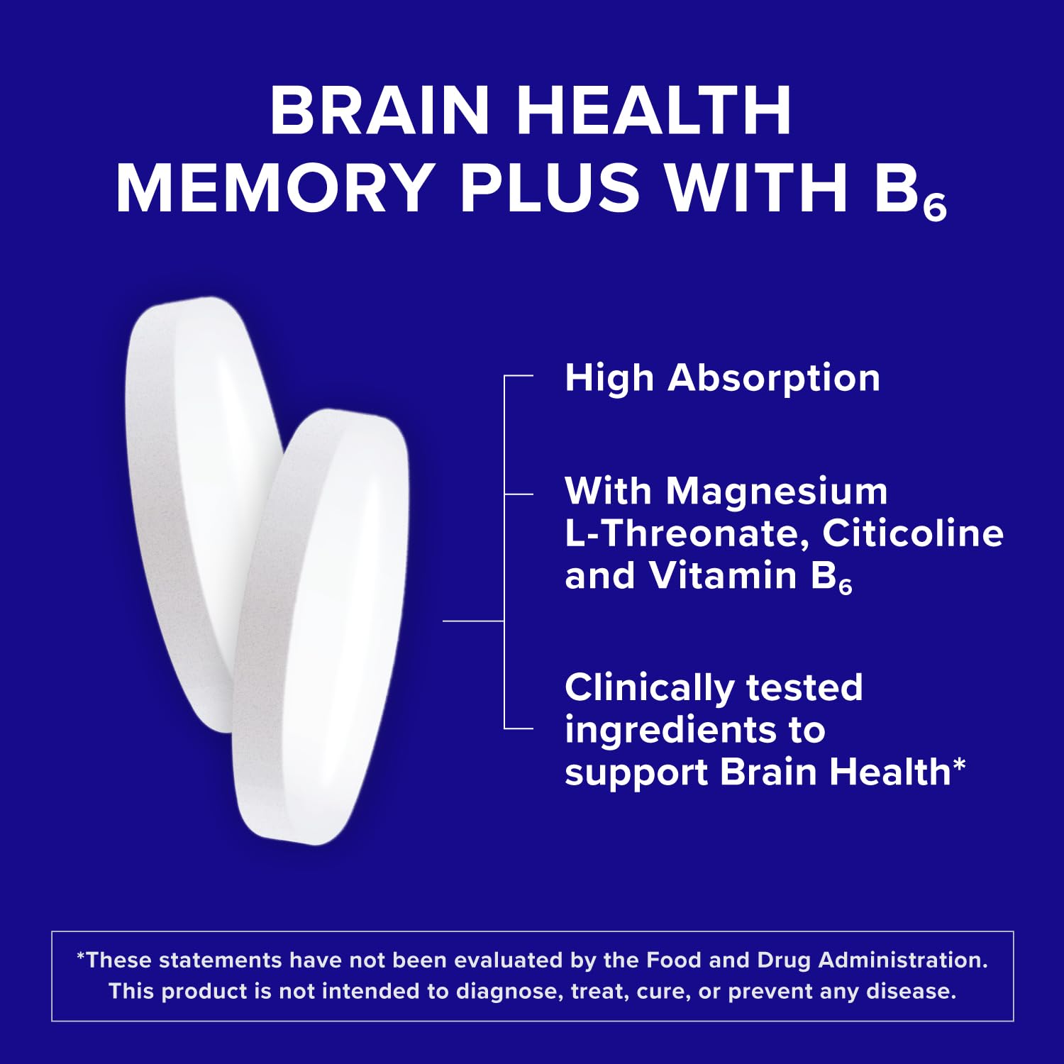 Qunol Brain Health Memory Plus with B6, Magnesium L-Threonate & Citicoline, Clinically Tested Ingredients to Improve Memory, Focus, Attention and Productivity, 90 Count - Maple Wellness Supplements