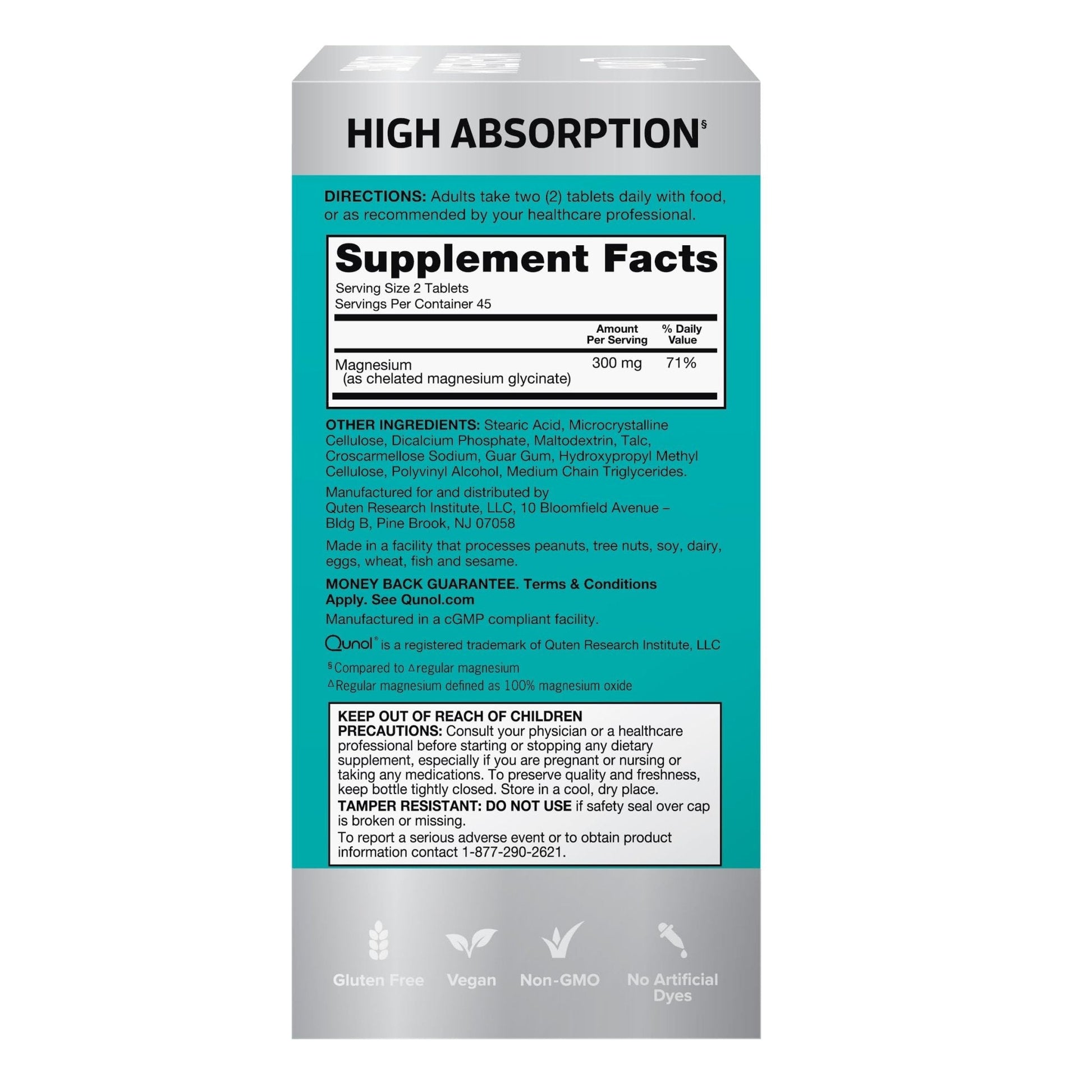 Qunol Magnesium Glycinate 300mg, 100% Glycinate Chelated Magnesium Supplement, 90ct Tablets - Maple Wellness Supplements