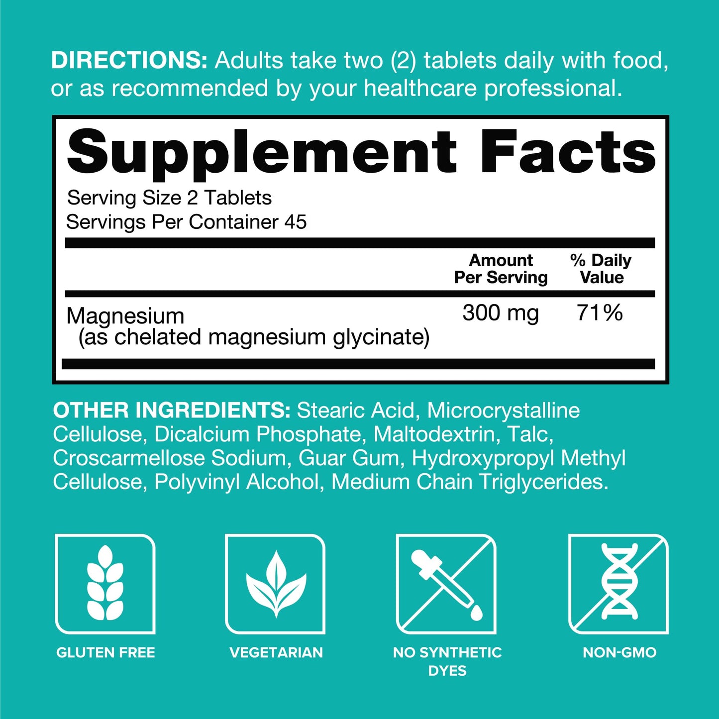 Qunol Magnesium Glycinate 300mg, 100% Glycinate Chelated Magnesium Supplement, 90ct Tablets - Maple Wellness Supplements