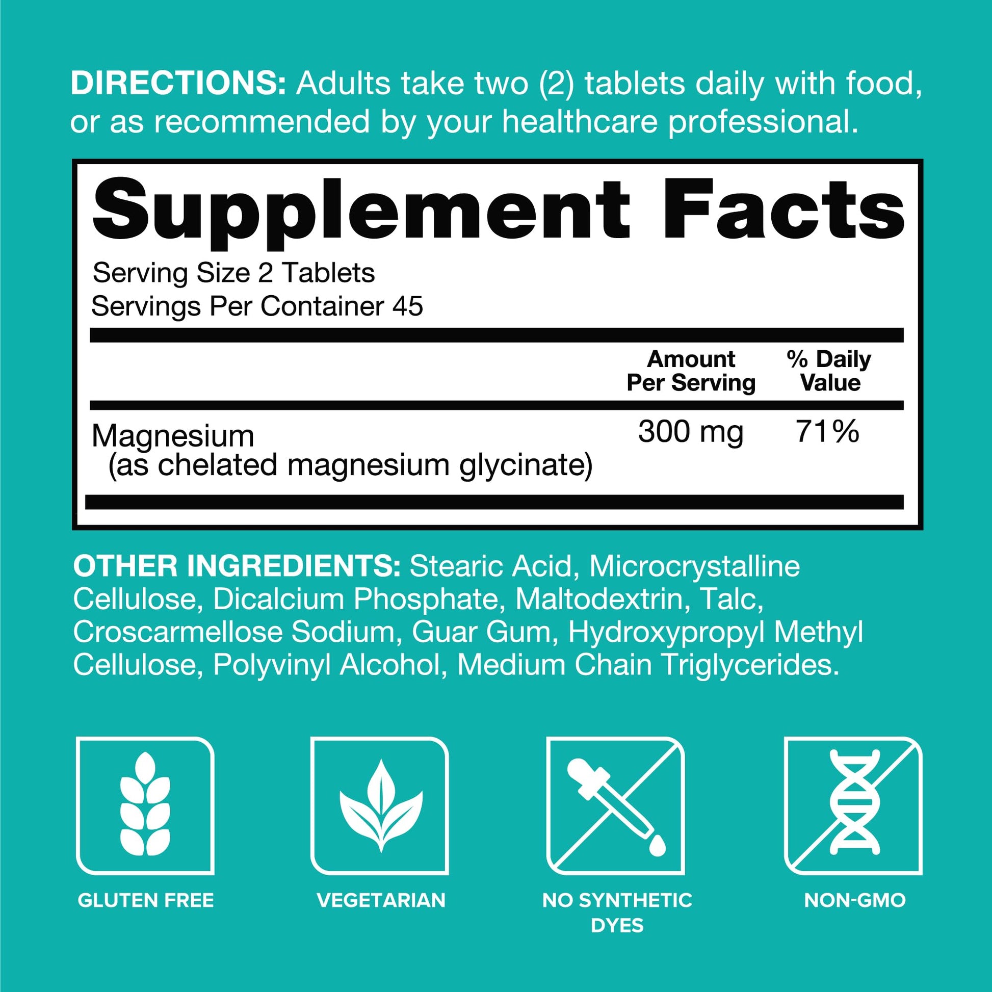 Qunol Magnesium Glycinate 300mg, 100% Glycinate Chelated Magnesium Supplement, 90ct Tablets - Maple Wellness Supplements