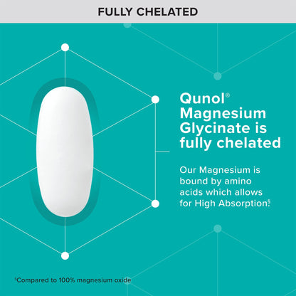Qunol Magnesium Glycinate 300mg, 100% Glycinate Chelated Magnesium Supplement, 90ct Tablets - Maple Wellness Supplements