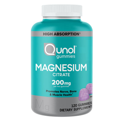 Qunol Magnesium Gummies for Adults, 200mg Elemental Magnesium (from 1,750mg Magnesium Citrate), High Absorption Magnesium Supplement, Supports Nerve, - Maple Wellness Supplements