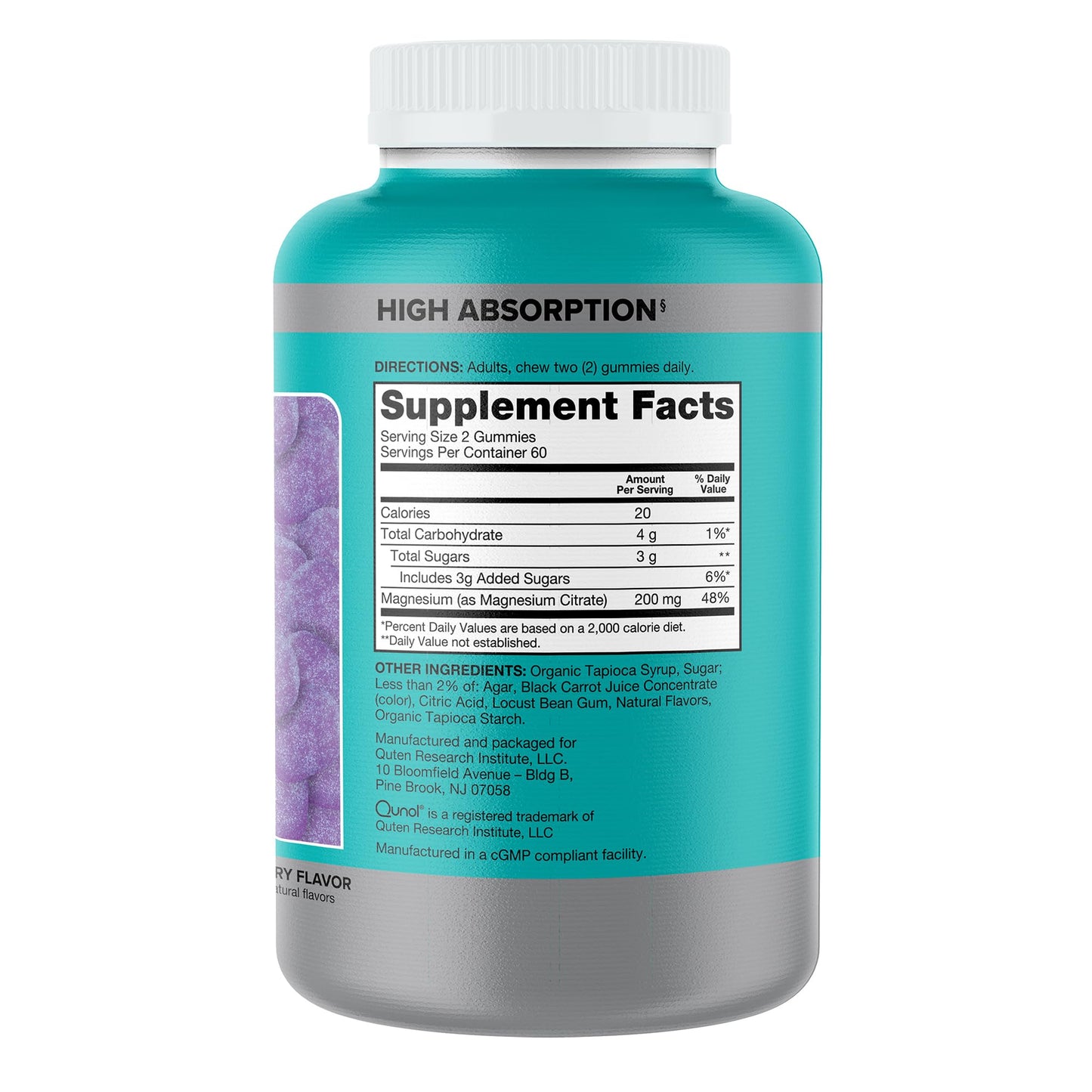 Qunol Magnesium Gummies for Adults, 200mg Elemental Magnesium (from 1,750mg Magnesium Citrate), High Absorption Magnesium Supplement, Supports Nerve, - Maple Wellness Supplements