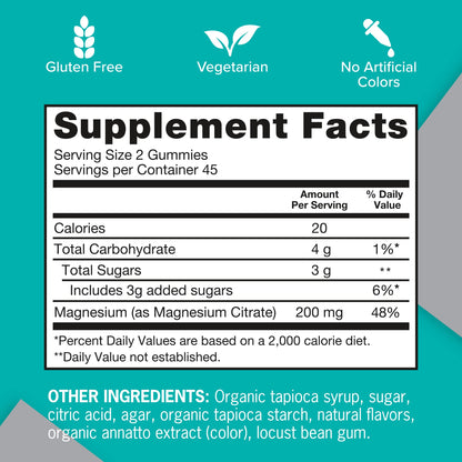 Qunol Magnesium Gummies for Adults, 200mg Elemental Magnesium (from 1,750mg Magnesium Citrate), High Absorption Magnesium Supplement, Supports Nerve, Bone and Muscle Health, Vegetarian, 90 Count - Maple Wellness Supplements