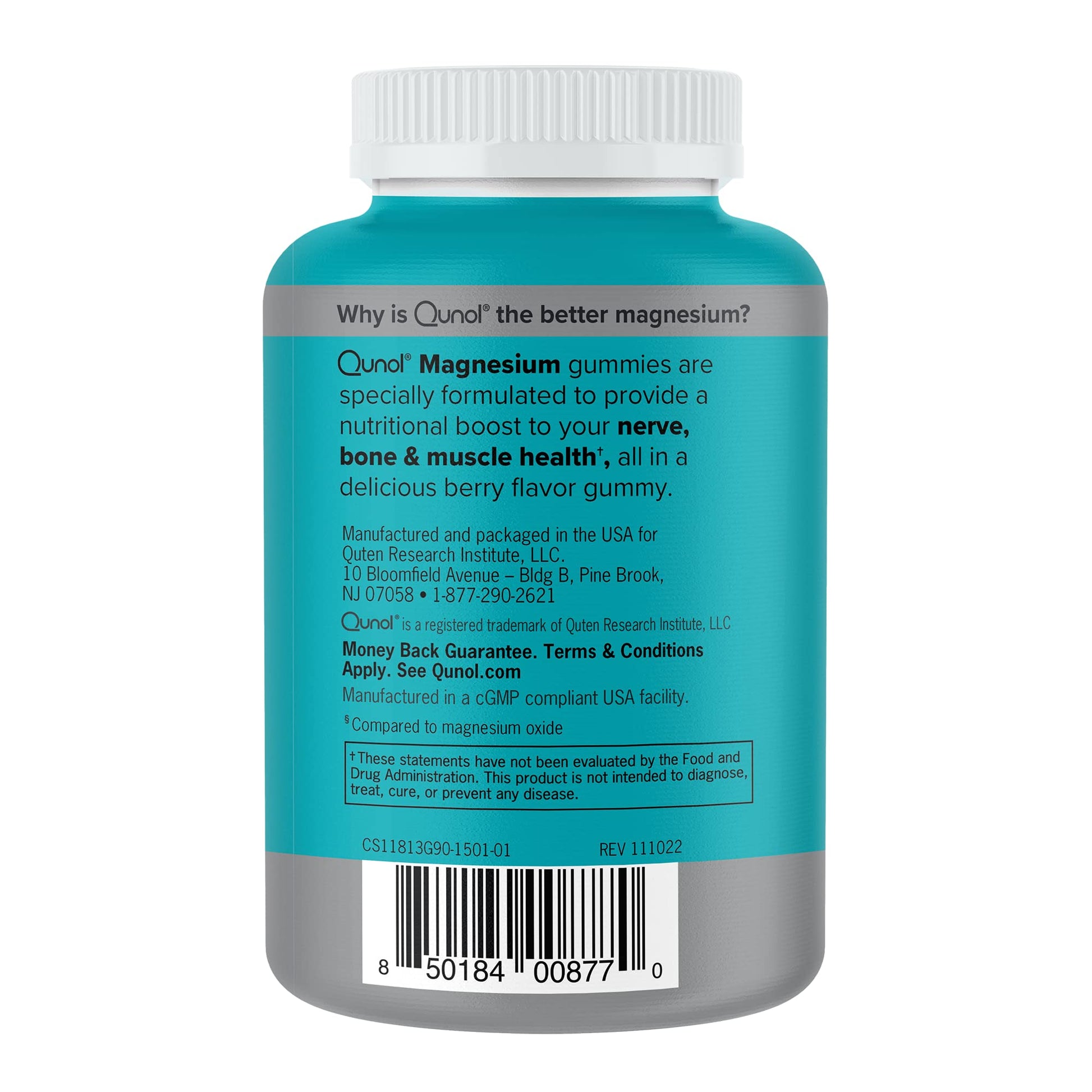Qunol Magnesium Gummies for Adults, 200mg Elemental Magnesium (from 1,750mg Magnesium Citrate), High Absorption Magnesium Supplement, Supports Nerve, Bone and Muscle Health, Vegetarian, 90 Count - Maple Wellness Supplements