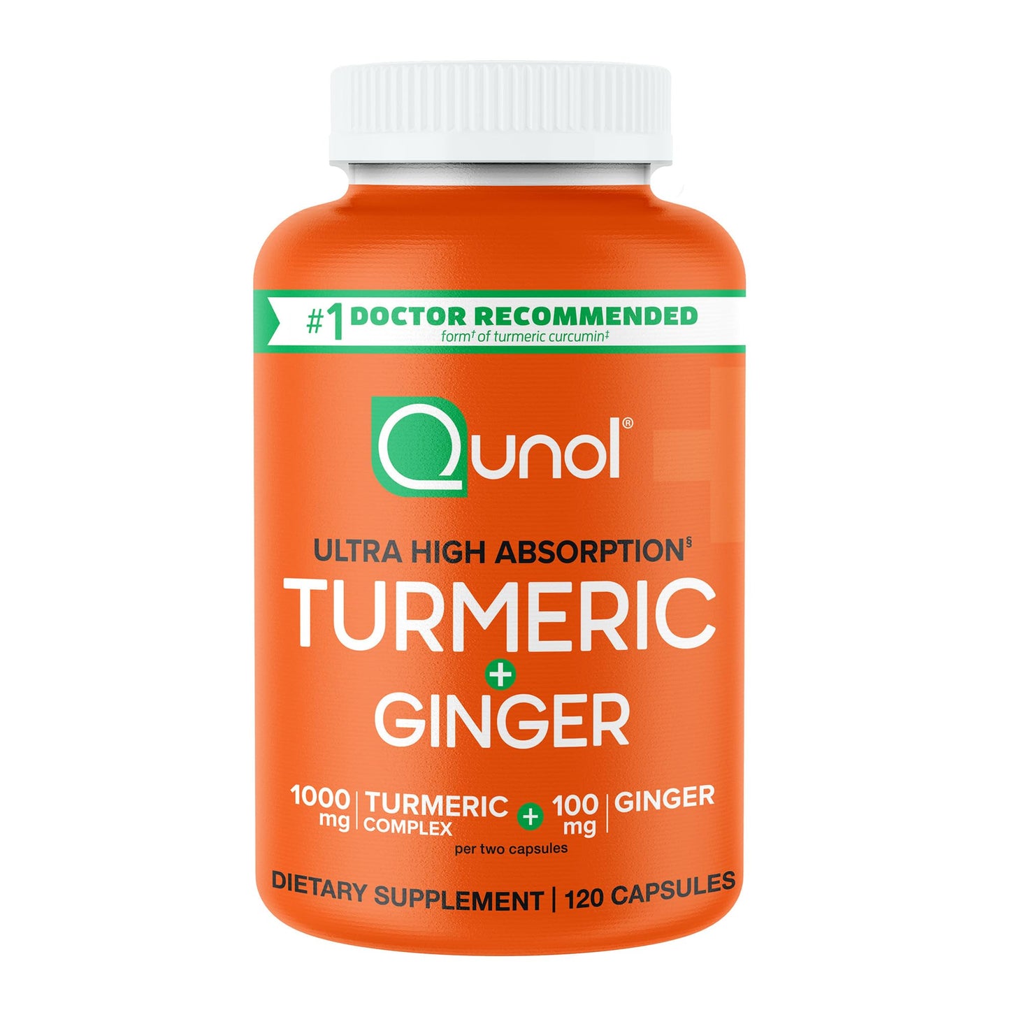 Qunol Turmeric and Ginger Capsules, 1000mg Turmeric Supplement, Ultra High Absorption to Support Joint Health, 1 Doctor Recommended Form - Maple Wellness Supplements
