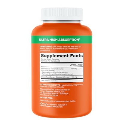 Qunol Turmeric and Ginger Capsules, 1000mg Turmeric Supplement, Ultra High Absorption to Support Joint Health, 1 Doctor Recommended Form - Maple Wellness Supplements