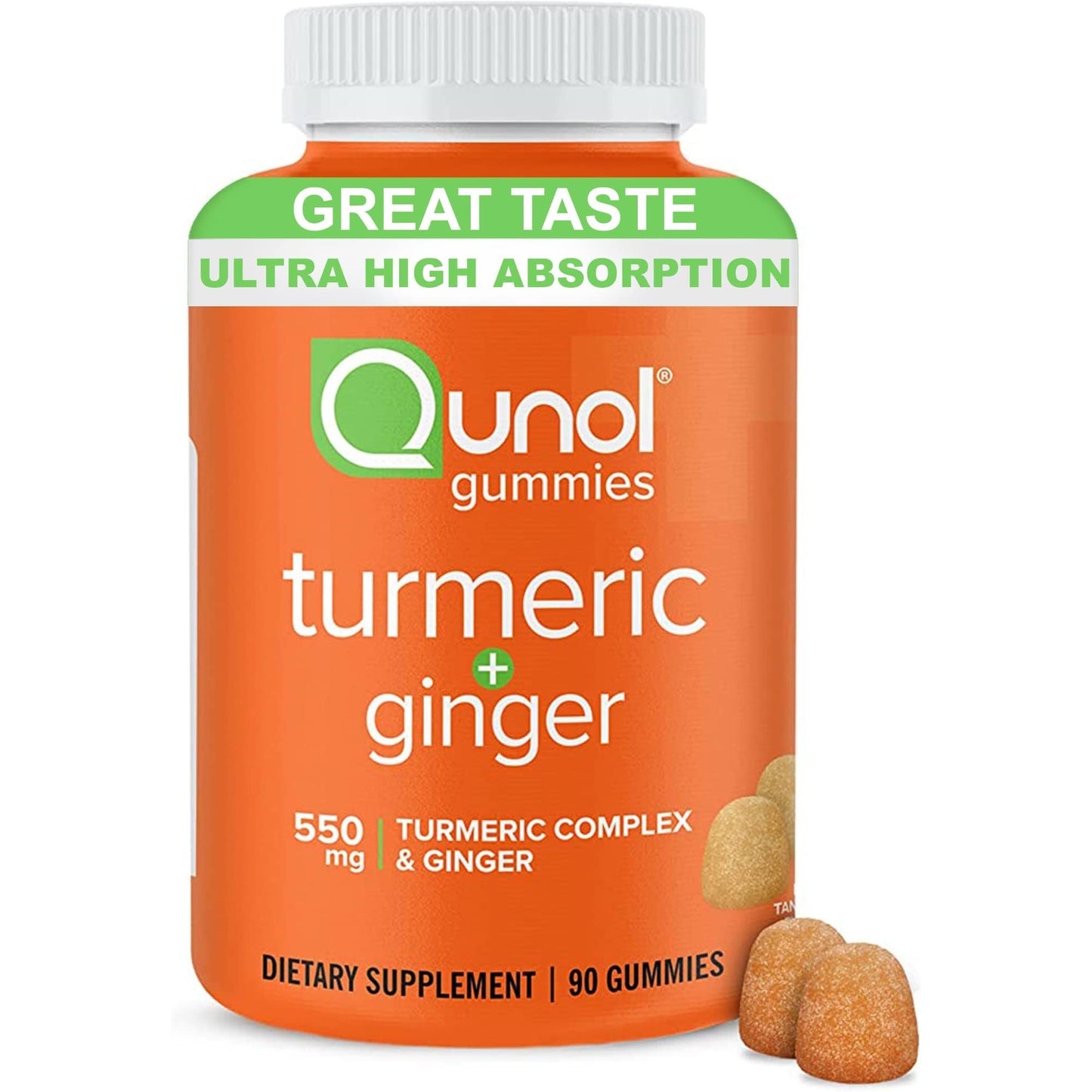 Qunol Turmeric and Ginger Gummies - Joint Support Supplement with Ultra High Absorption, 90 Count Vegan and Gluten Free Gummies - Maple Wellness Supplements