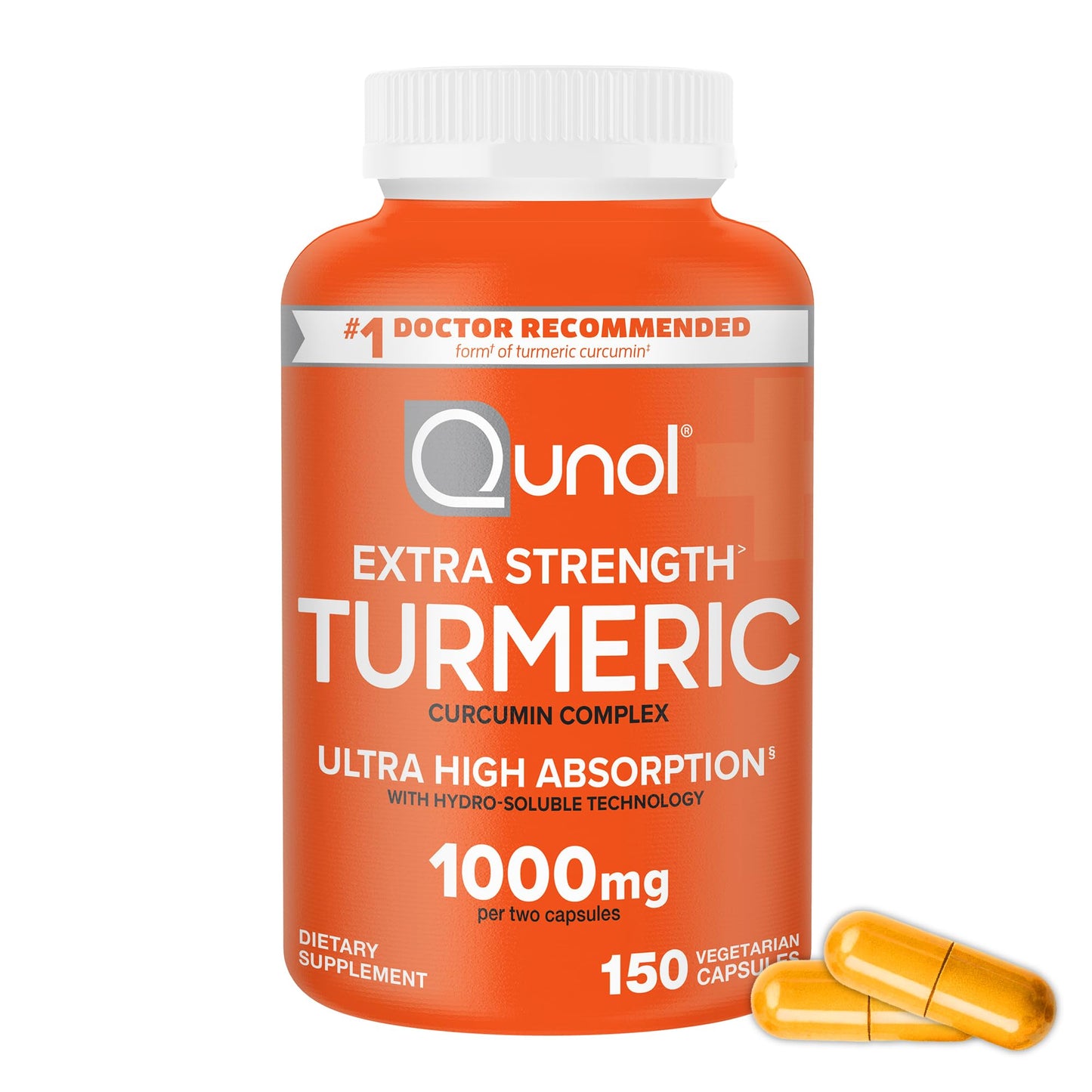 Qunol Turmeric Curcumin Supplement, 1000mg with Ultra High Absorption, for Joint Support, Extra Strength Capsules, 150 Count - Maple Wellness Supplements