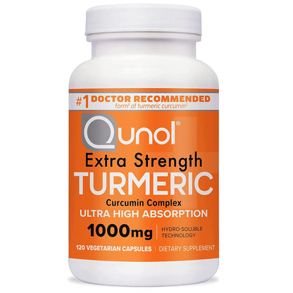 Qunol Turmeric Curcumin Supplement, Turmeric 1000mg With Ultra High Absorption, Joint Support Supplement, Extra Strength Turmeric Capsules, 2 Month Supply, 120 Count (Pack of 1) - Maple Wellness Supplements