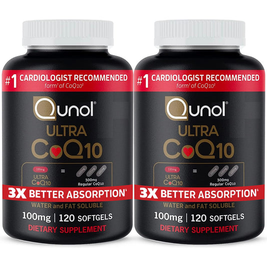 Qunol Ultra CoQ10 100mg, 3x Better Absorption, Patented Water and Fat Soluble Natural Supplement Form of Coenzyme Q10 - Maple Wellness Supplements