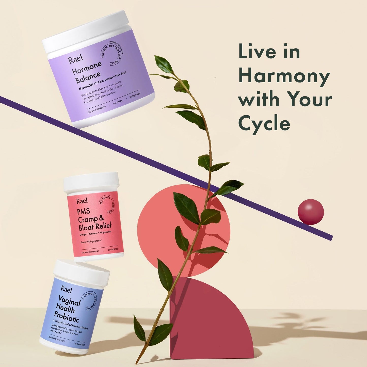 Rael Hormone Balance for Women, Myo Inositol Powder - Myo-Inositol & D-Chiro Inositol - Maple Wellness Supplements