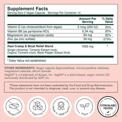 Rael PMS Supplement, Hormone Balance for Women, Relief from Menstrual Cramps with Turmeric, Ginger, Magnesium (28 Capsules) - Maple Wellness Supplements