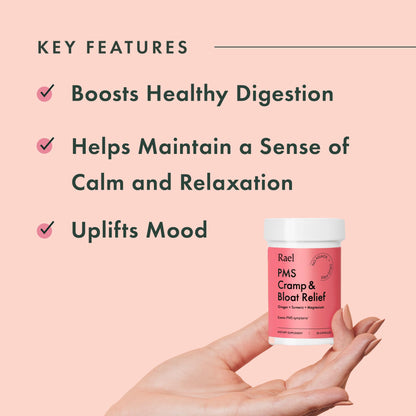 Rael PMS Supplement, Hormone Balance for Women, Relief from Menstrual Cramps with Turmeric, Ginger, Magnesium (28 Capsules) - Maple Wellness Supplements