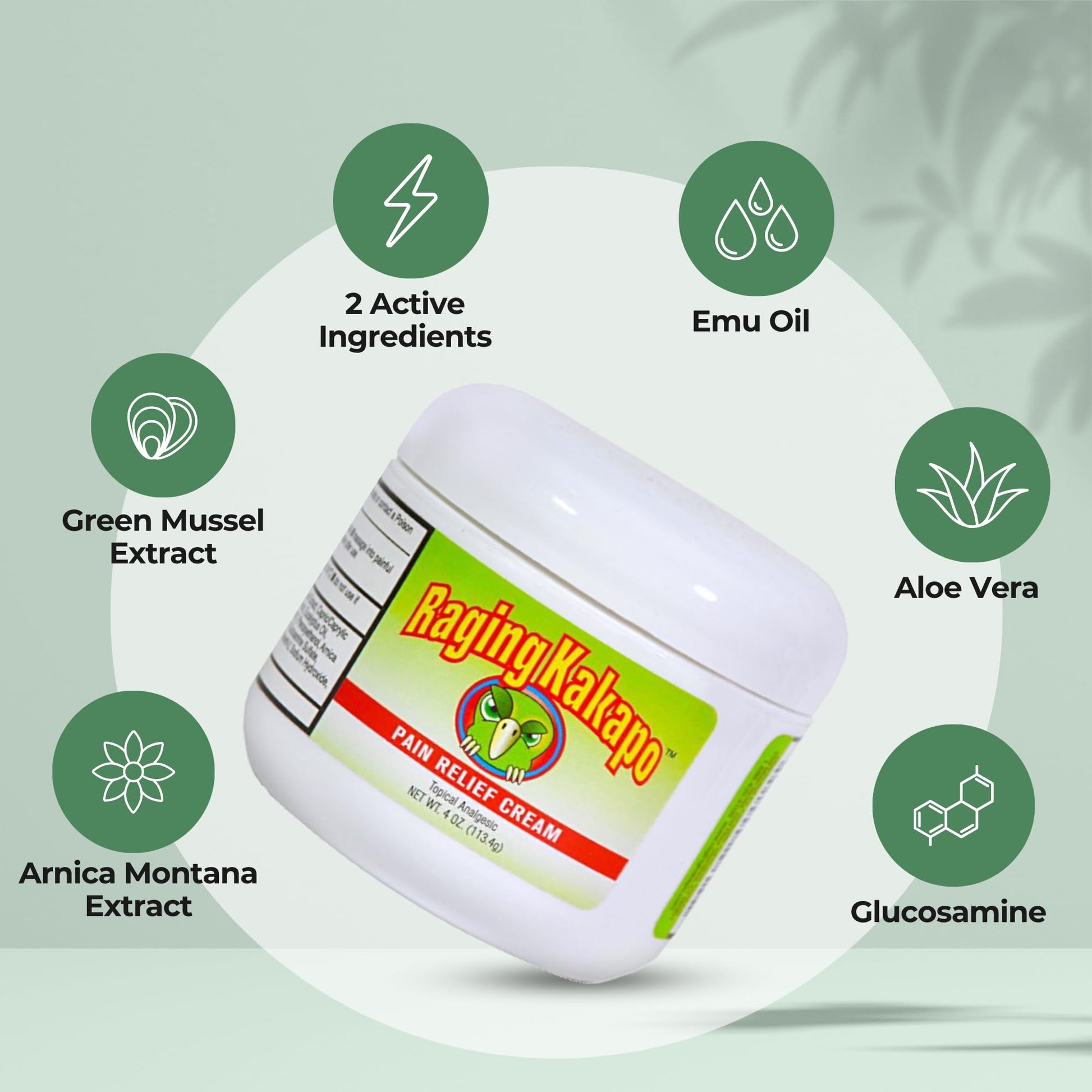 Raging Kakapo Pain Relief Cream 3 Pack - Sore Muscles, Joint Pain & Aches - Odor Free, Non-Greasy Pain Cream - Histamine Dihydrochloride, Capsaicin, Emu Oil, Arnica & More, 4 oz. Jar - Maple Wellness Supplements
