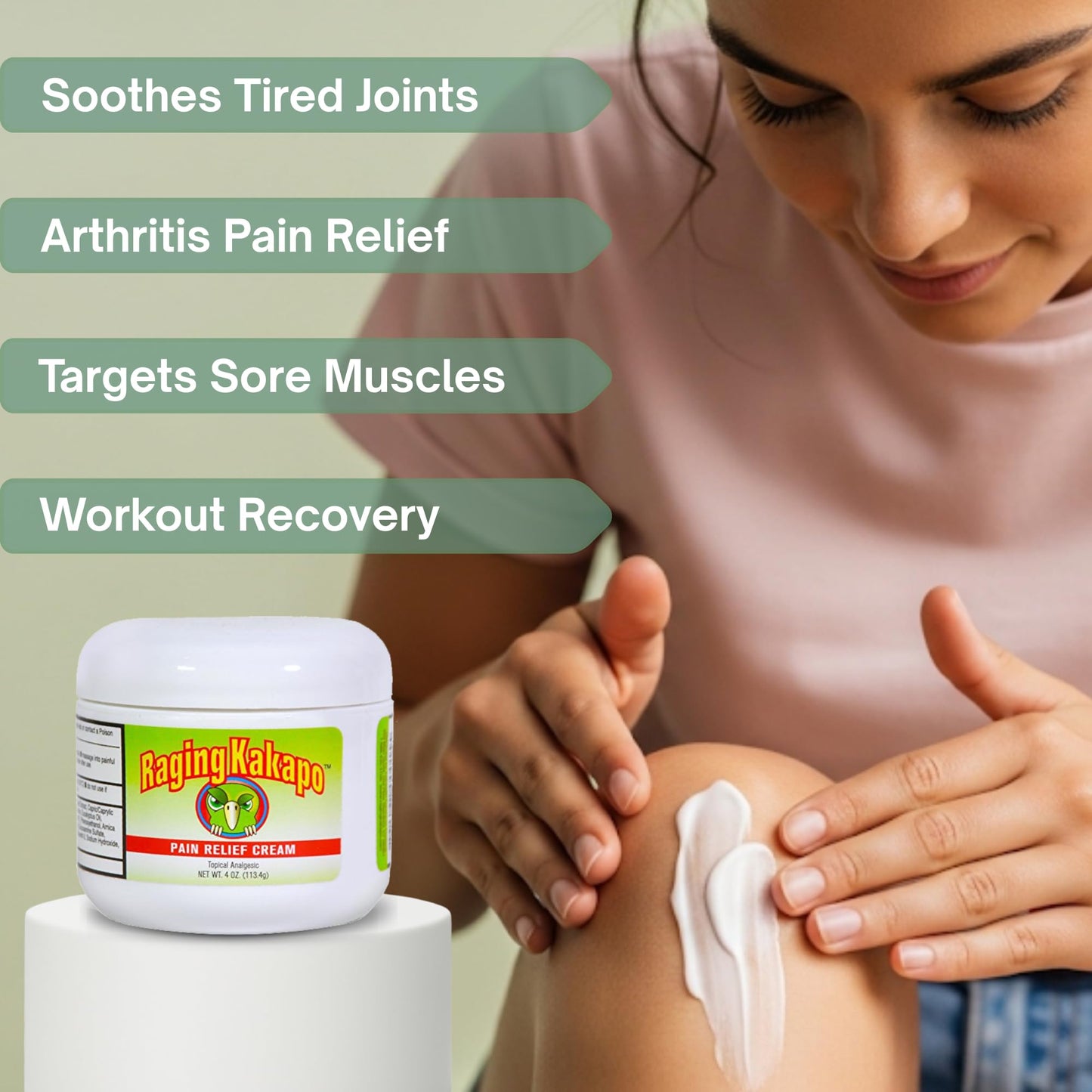 Raging Kakapo Pain Relief Cream 3 Pack - Sore Muscles, Joint Pain & Aches - Odor Free, Non-Greasy Pain Cream - Histamine Dihydrochloride, Capsaicin, Emu Oil, Arnica & More, 4 oz. Jar - Maple Wellness Supplements