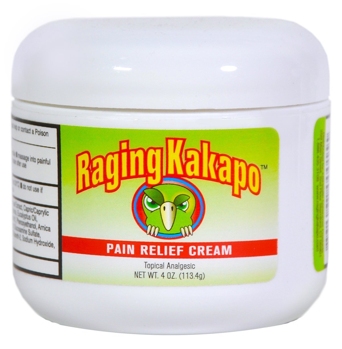 Raging Kakapo Pain Relief Cream - Sore Muscles, Joint Pain & Aches - Odor Free, Non-Greasy Pain Cream - Histamine Dihydrochloride, Capsaicin, Emu Oil & More - 4 oz. Jar - Maple Wellness Supplements
