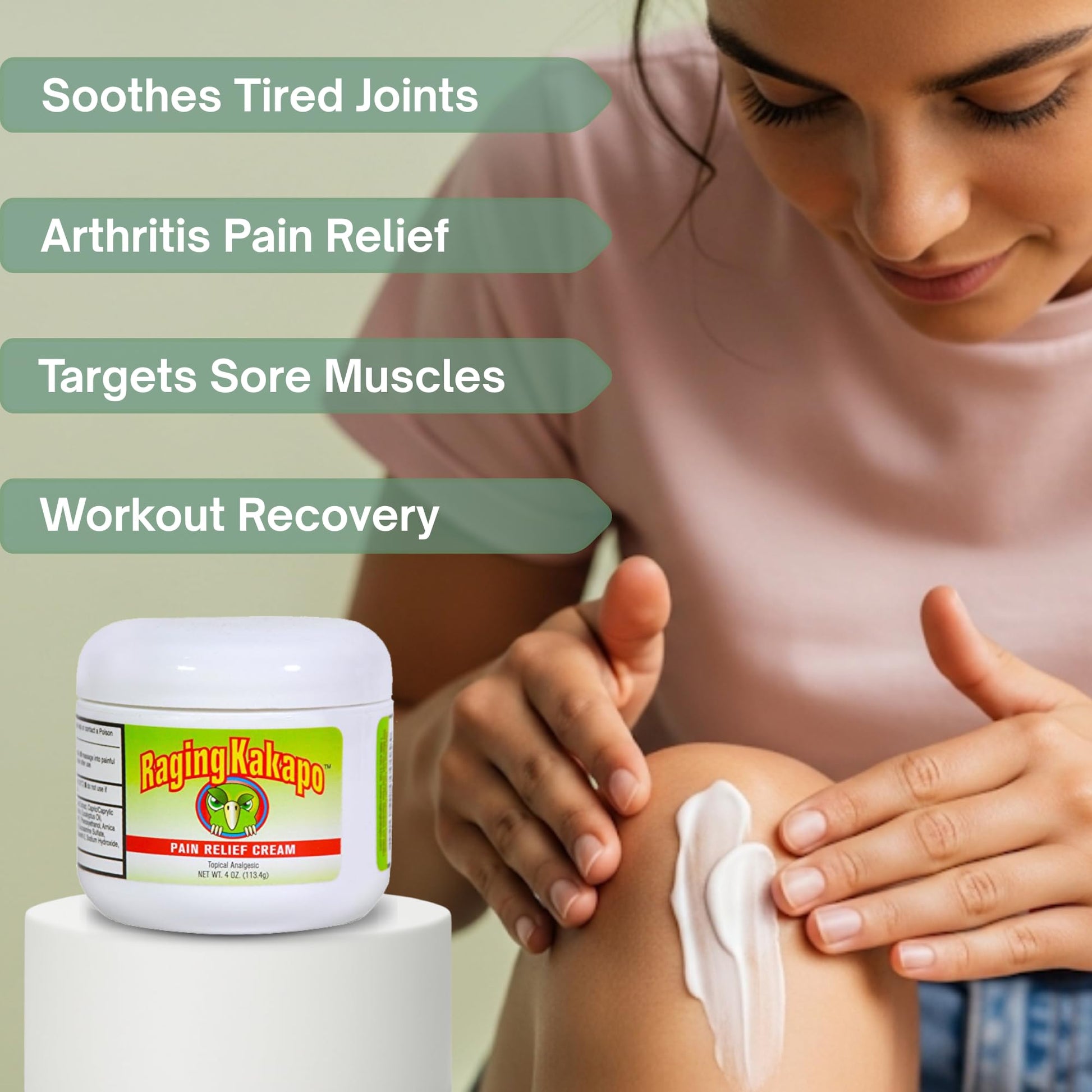 Raging Kakapo Pain Relief Cream - Sore Muscles, Joint Pain & Aches - Odor Free, Non-Greasy Pain Cream - Histamine Dihydrochloride, Capsaicin, Emu Oil & More - 4 oz. Jar - Maple Wellness Supplements