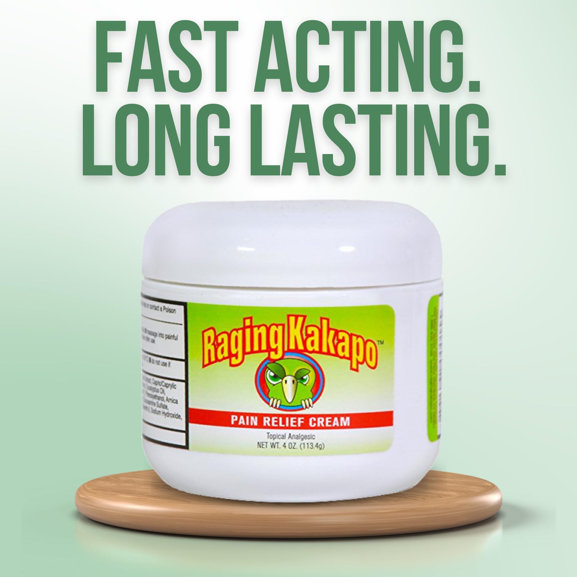 Raging Kakapo Pain Relief Cream - Sore Muscles, Joint Pain & Aches - Odor Free, Non-Greasy Pain Cream - Histamine Dihydrochloride, Capsaicin, Emu Oil & More - 4 oz. Jar - Maple Wellness Supplements
