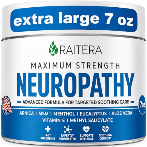 Raitera Neuropathy Cream – Extra Strength for Feet, Hands, Legs, Toes – Advanced Cooling Non-Greasy Fast Absorbing Formula - Natural Ingredients Frankincense, Arnica, Aloe Vera, Turmeric, MSM - Maple Wellness Supplements