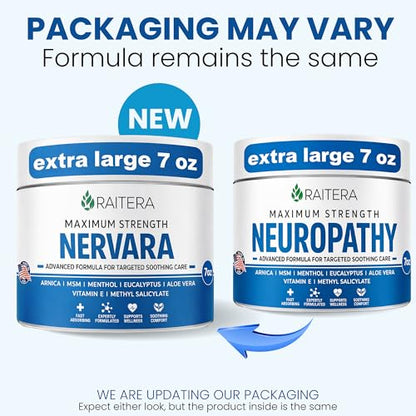 Raitera Neuropathy Cream – Extra Strength for Feet, Hands, Legs, Toes – Advanced Cooling Non-Greasy Fast Absorbing Formula - Natural Ingredients Frankincense, Arnica, Aloe Vera, Turmeric, MSM - Maple Wellness Supplements
